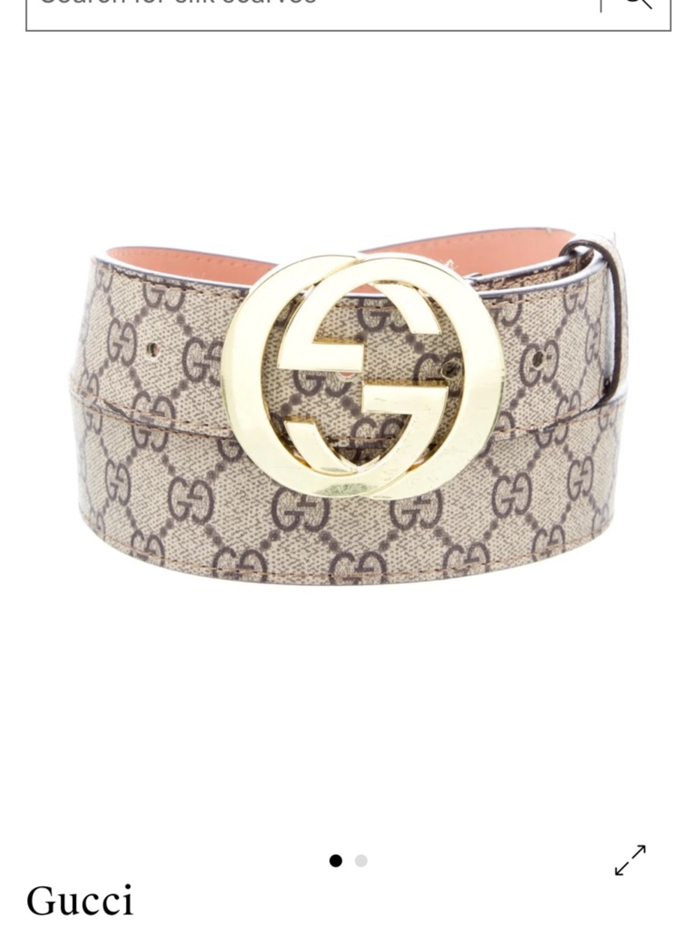 Gucci Beige GG Supreme Canvas Belt with Gold Double G Buckle